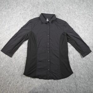 Merrell Top Womens Small Black Select Wick Button Down Hiking Technical Shirt